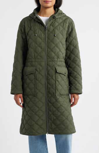 Bernardo Diamond Quilted Hooded Puffer Coat