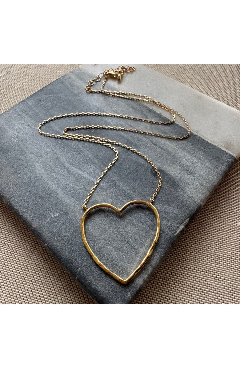 Erin McDermott Jewelry Open Heart Gold Necklace, Alternate, color, Gold