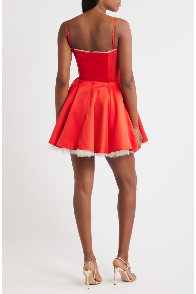 Minimoiselle Bustier Stretch Satin Minidress, Alternate, color, FLAME SCARLET