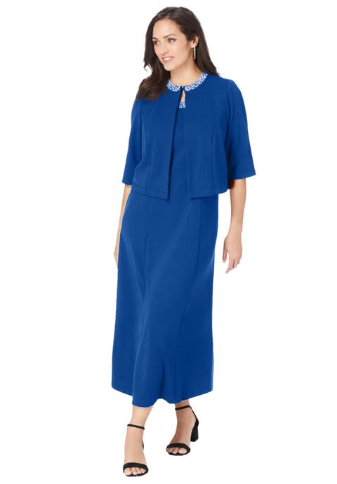 2-Piece Beaded Jacket Dress (Plus)