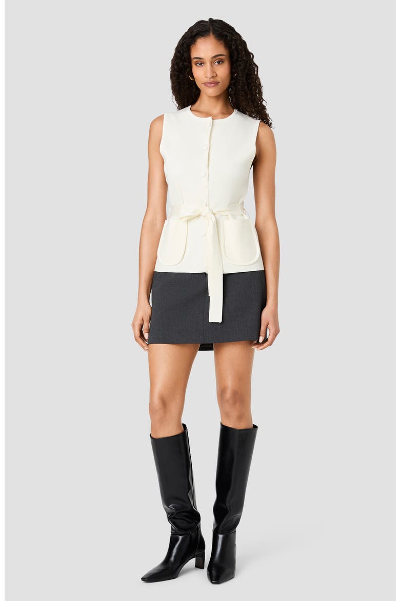 Maxime Tie Waist Vest, Alternate, color, PORCELAIN CREAM (MAXIME)