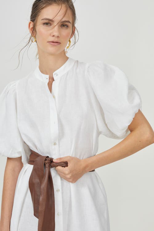 Lanhtropy Bubble Linen Dress In White