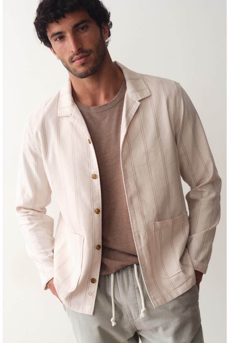 Sergio Hemp Blend Overshirt, Alternate, color, NATURAL/ BROWN STRIPE