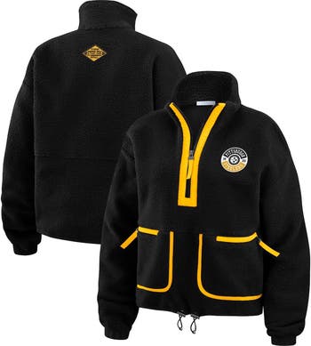 Women's WEAR by Erin Andrews Black Pittsburgh Steelers Polar Fleece Half-Zip Jacket