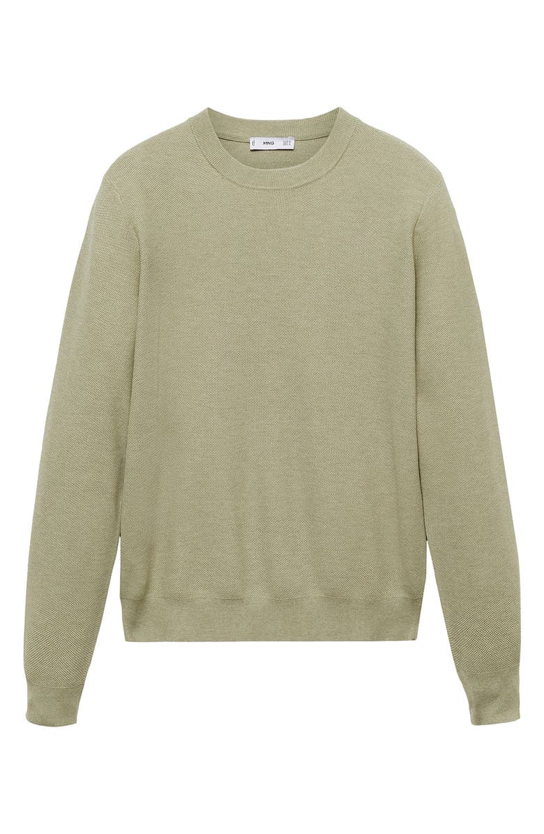 MANGO Microstructure Crewneck Sweater, Alternate, color, Green Apple