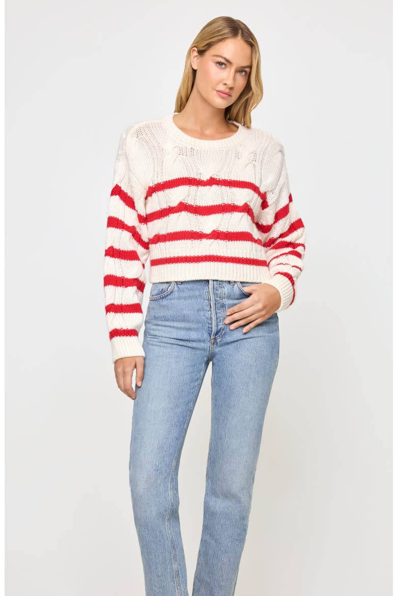 Kensley Cable Knit Cropped Sweater, Alternate, color, CREAM/ FLAME