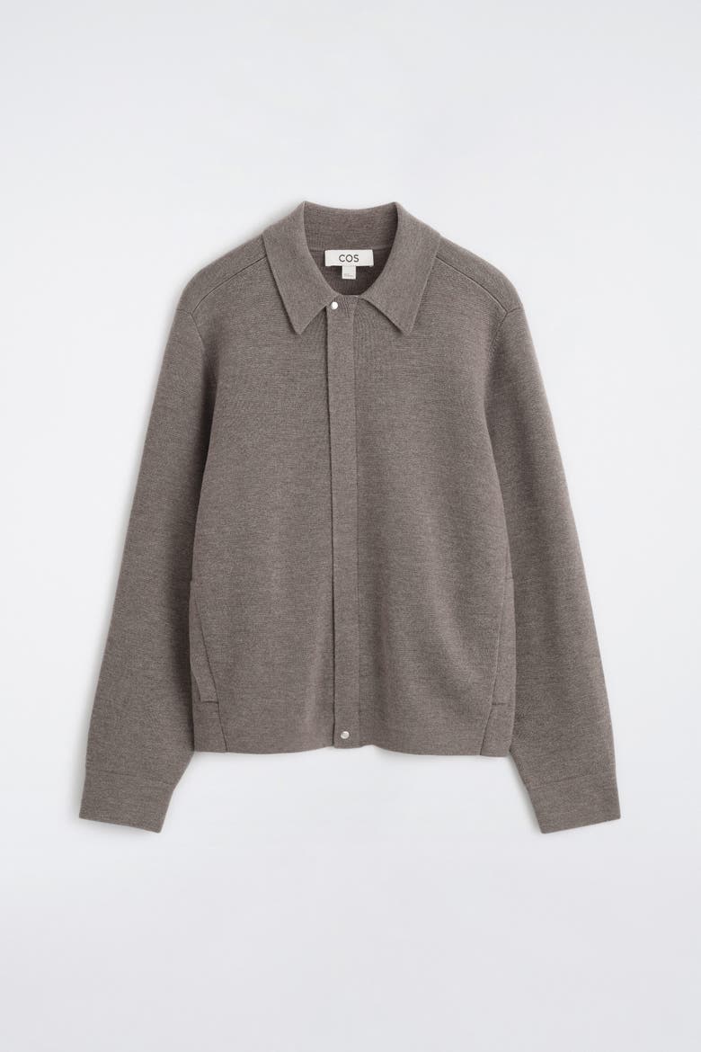 Merino Wool Harrington Jacket, Alternate, color, BROWN MÉLANGE