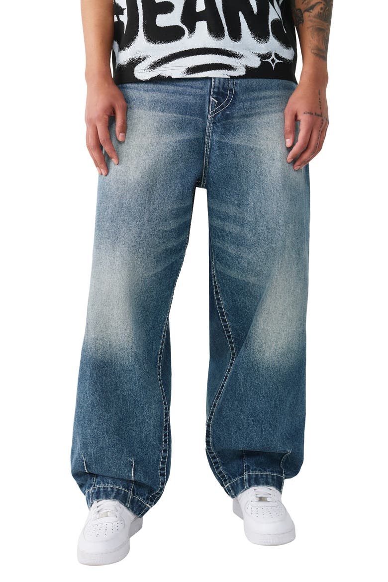 Danny Barrel Leg Jeans, Main, color, SHATTERED DARK INDIGO WASH