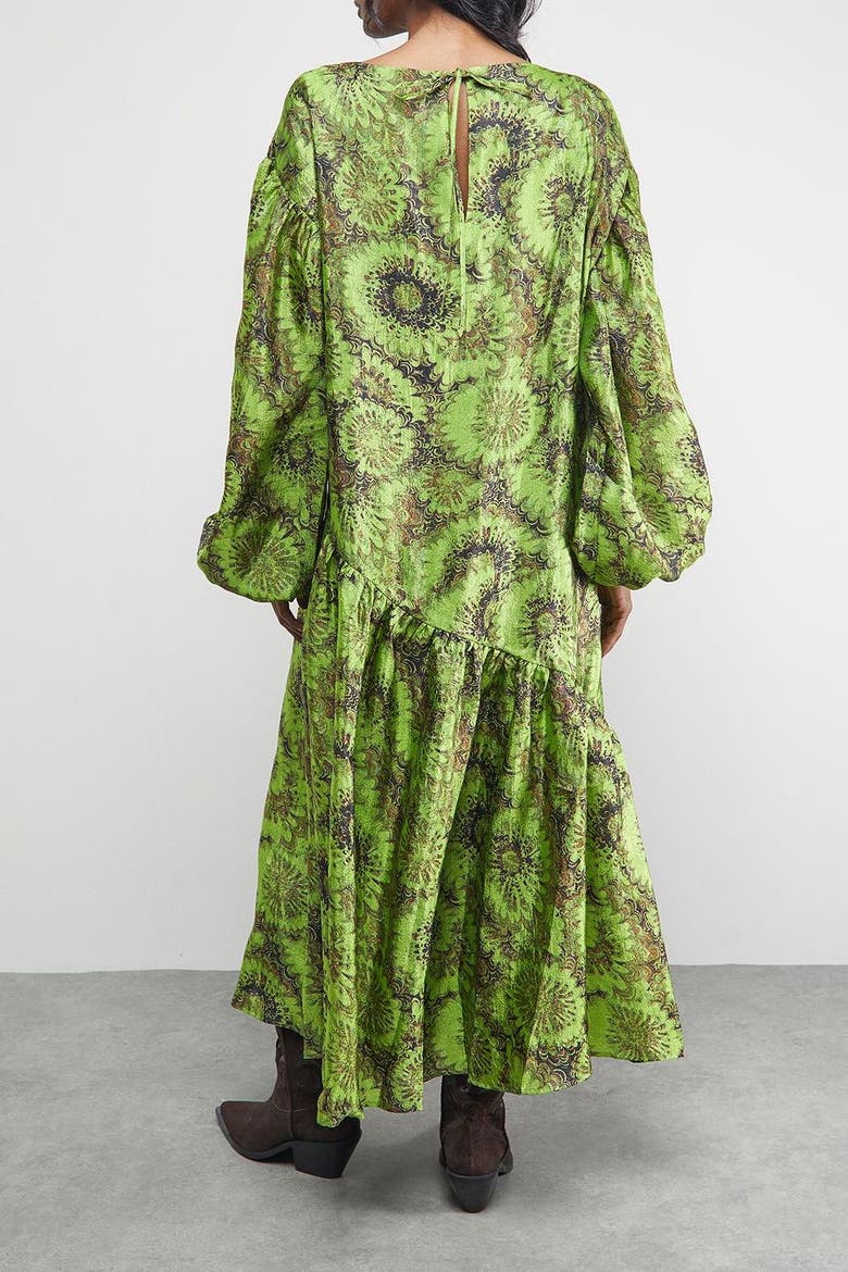Asymmetric Seam Volume Sleeve Midi Dress, Alternate, color, Floral