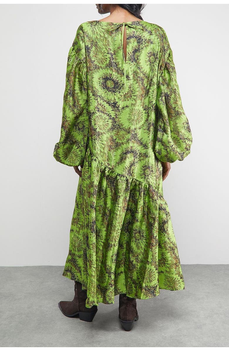 Warehouse Asymmetric Seam Volume Sleeve Midi Dress, Alternate, color, Floral