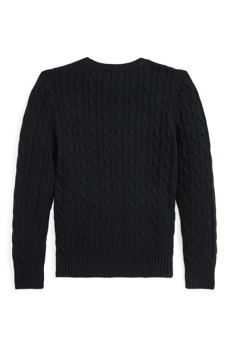 Kids' Cable Knit Combed Cotton Sweater, Alternate, color, BLACK