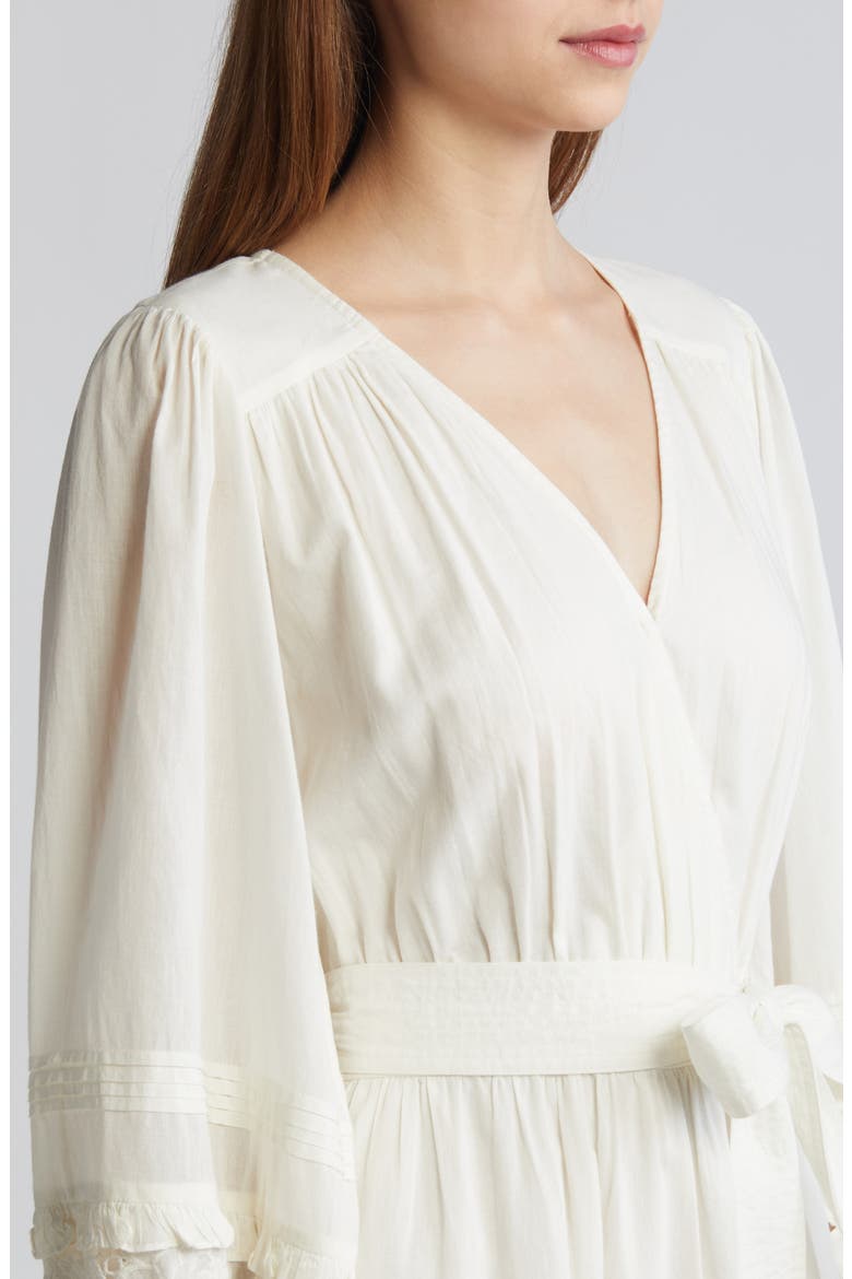 Jill Tie Waist Long Sleeve Organic Cotton Minidress, Alternate, color, IVORY