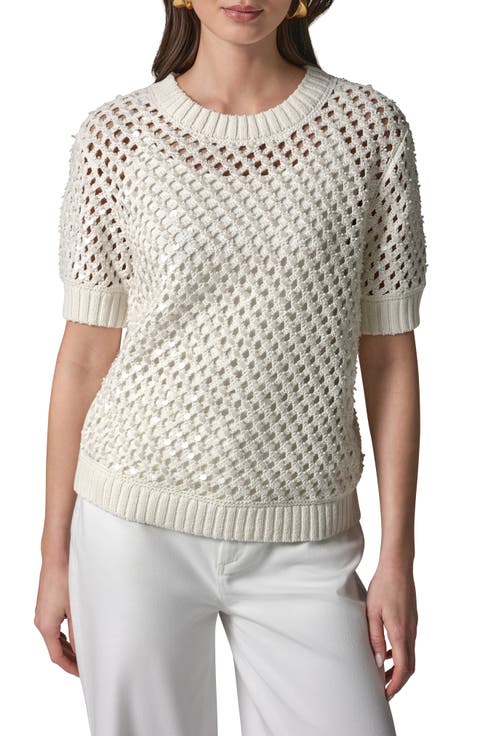 Pearl Detail Short Sleeve Sweater