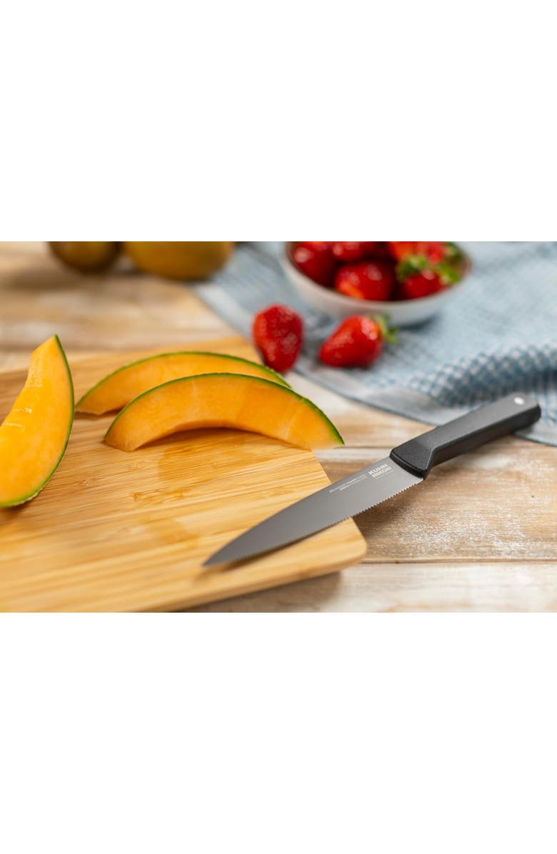 Kuhn Rikon ICED Serrated Utility Knife 5.12-Inch, Ice Hardened German Stainless Blade, Alternate, color, Black