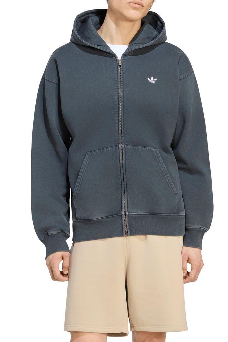 Essentials Loose Full Zip Hoodie, Main, color, BLACK