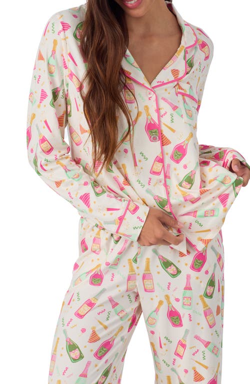 Room Service Pjs Piped Jersey Pajamas In White