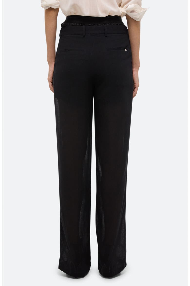 Pleated Semisheer Wool Blend Chiffon Pants with Satin Shorts, Alternate, color, BLACK - 001