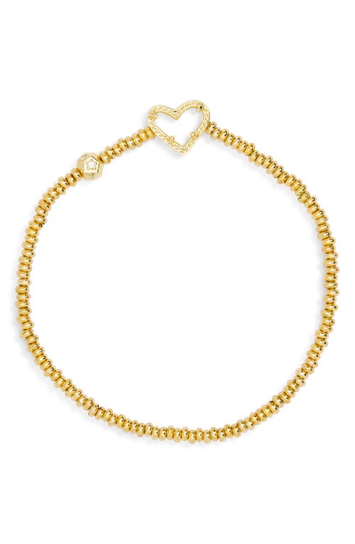 Kendra Scott Ari Heart Stretch Bracelet In Gold