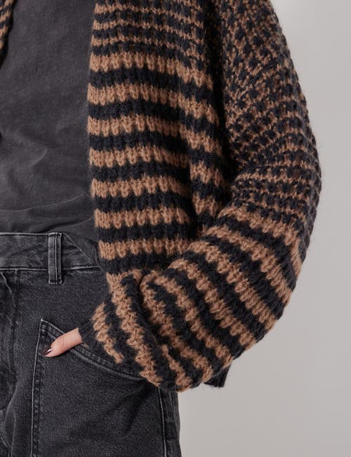 Hush Skye Wool Blend Stripe Cardigan In Brown