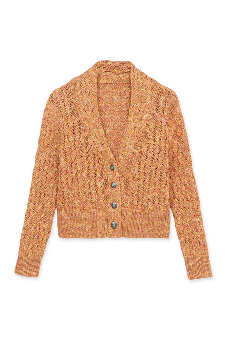 Navajo Style Open Knit Cardigan, Main, color, Orange