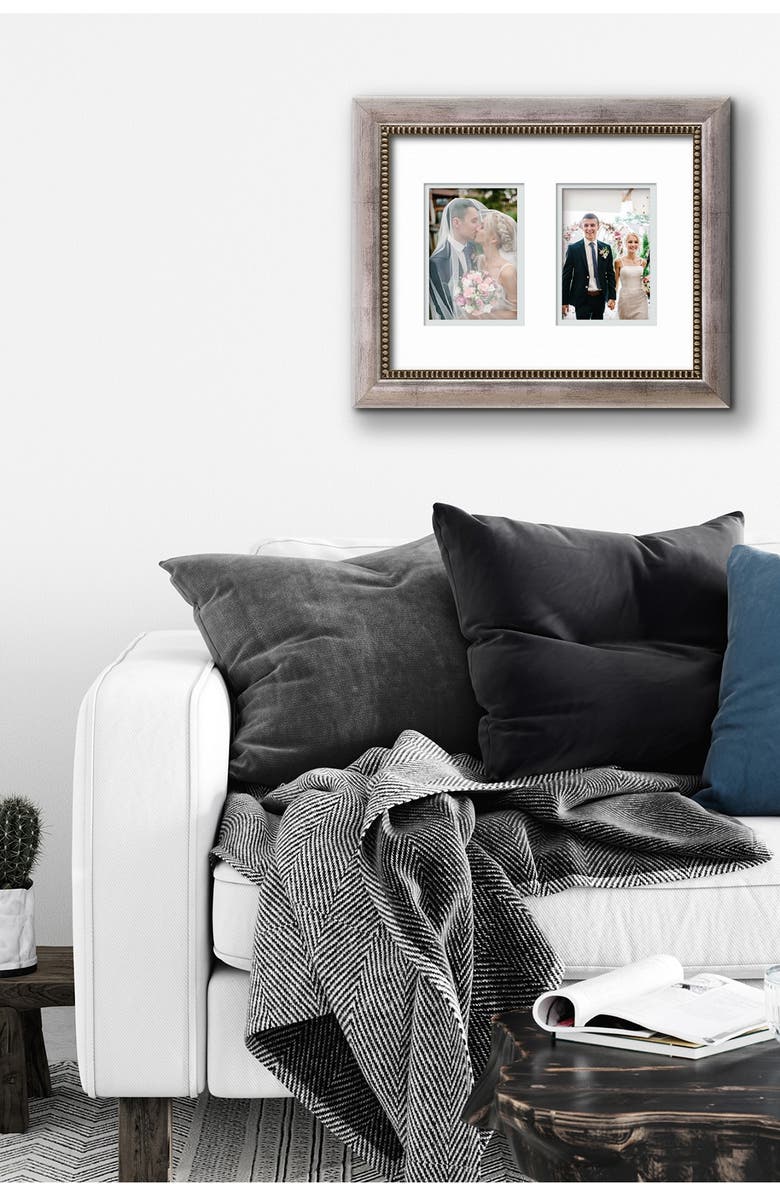 COURTSIDE MARKET Tempo Collection Modern Silver/Silver 11x14 2-4x6 Openings Collage Frame, Alternate, color,