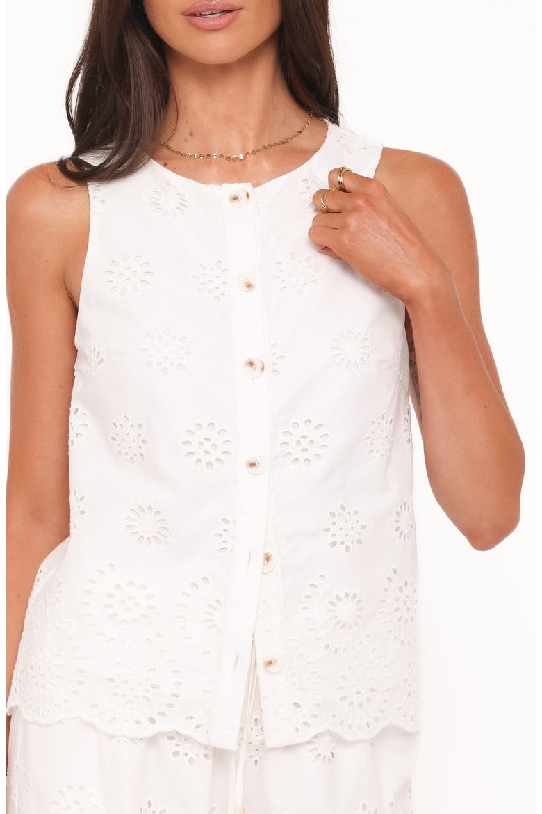 Winny Eyelet Cotton Button Front Top, Alternate, color, WHITE BRODERIE