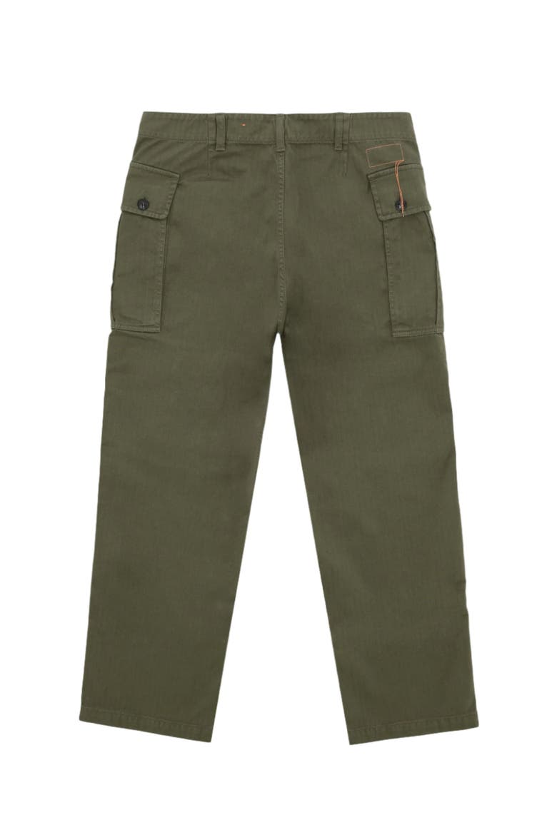 Olive Herringbone Cargo Trousers, Alternate, color, Green
