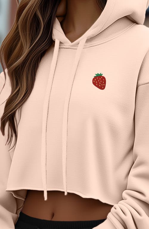 Dalix Strawberry Cropped Fleece Hoodie In Peach