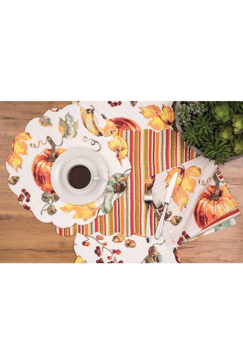Watercolor Pumpkin 100% Cotton Set of 6 Cloth Napkins, Alternate, color, Orange