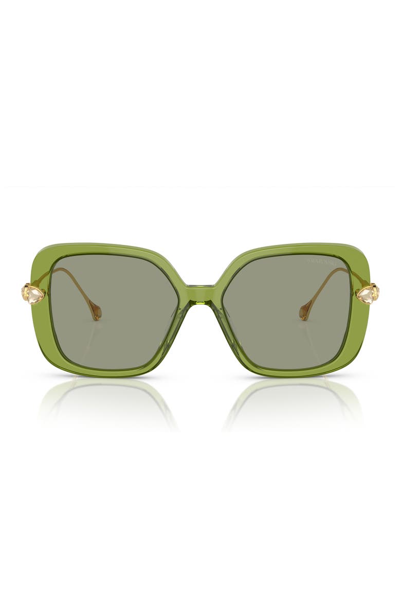 55mm Square Sunglasses, Main, color, TRASPARENT GREEN / GREEN