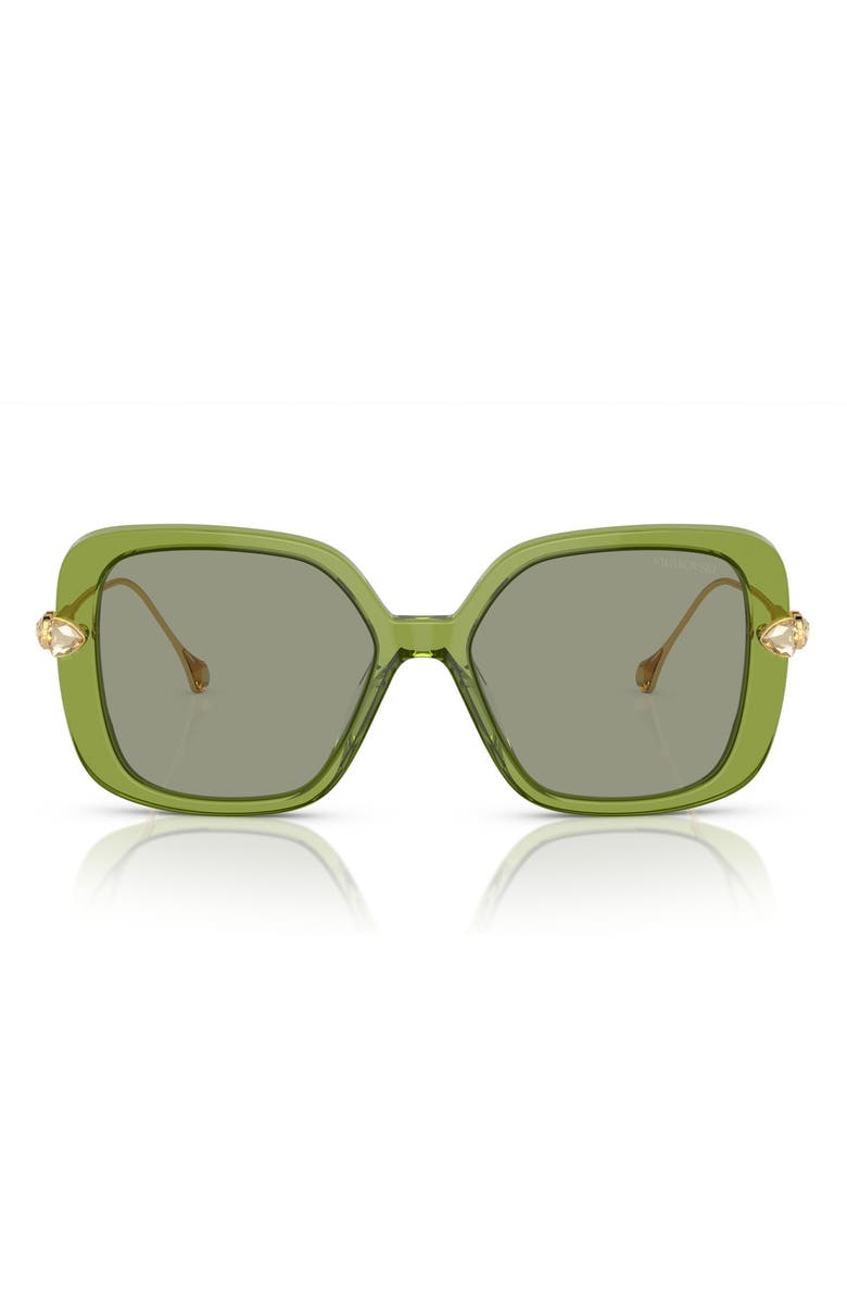 Swarovski 55mm Square Sunglasses, Main, color, Transparent Green / Green