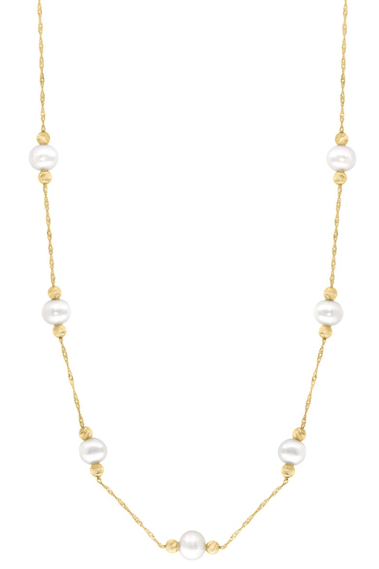 Freshwater Pearl Station Necklace, Main, color, WHITE