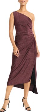 Maggy London One-Shoulder Glitter Knit Cocktail Dress