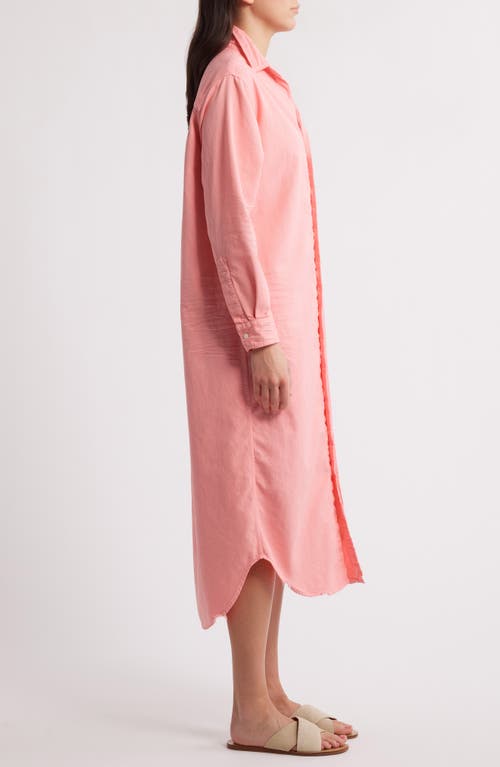Frank & Eileen Rory Long Sleeve Denim Maxi Shirtdress In Orange