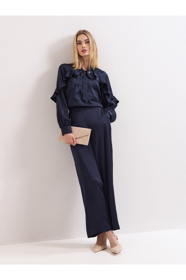 Beccy Satin Trouser, Alternate, color, Navy