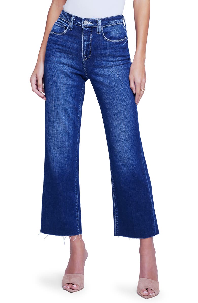 L'AGENCE Raw Hem Straight Leg Jeans, Main, color,