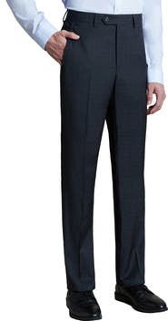 Santorelli Flat Front Stretch Wool Dress Pants