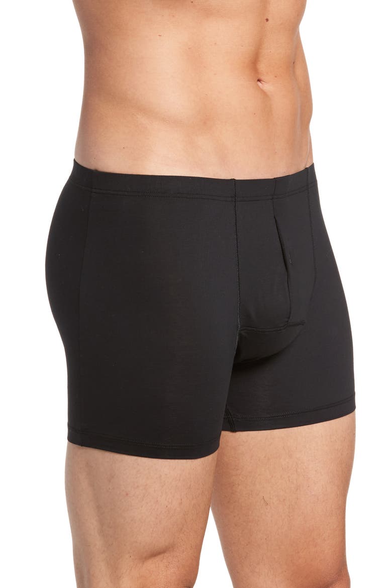 Cotton Sensation Long Leg Boxer Brief With Fly, Alternate, color, BLACK