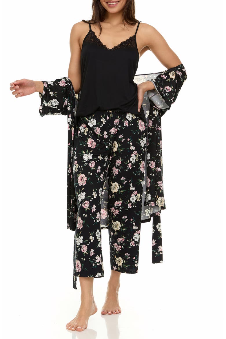 Madison 3-Piece Travel Pajamas, Alternate, color, BLACK