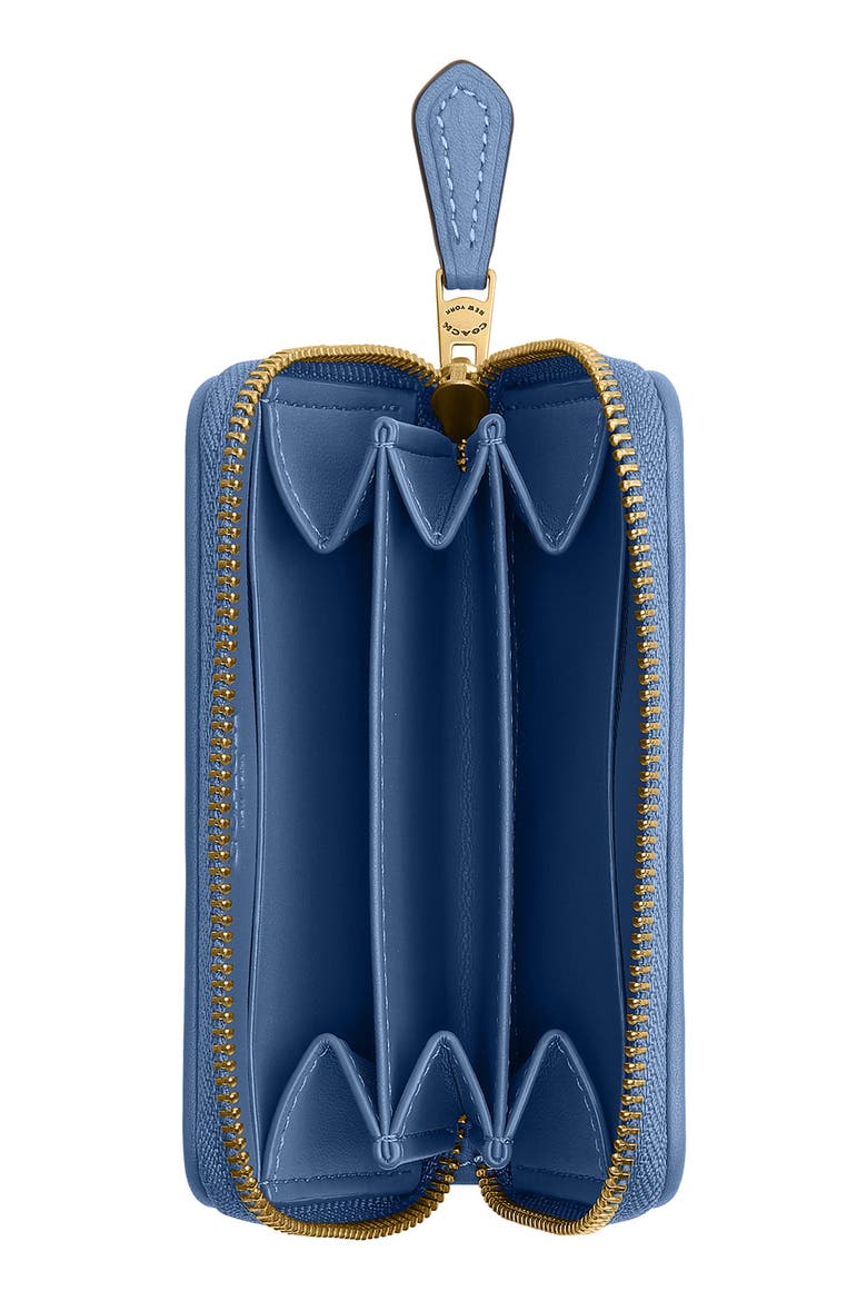 Small Crystal Signature Logo Jacquard Zip Around Card Holder, Alternate, color, DENIM