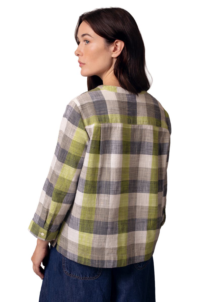Celtic & Co. Collarless Swing Blouse, Alternate, color, Slate / Green Check