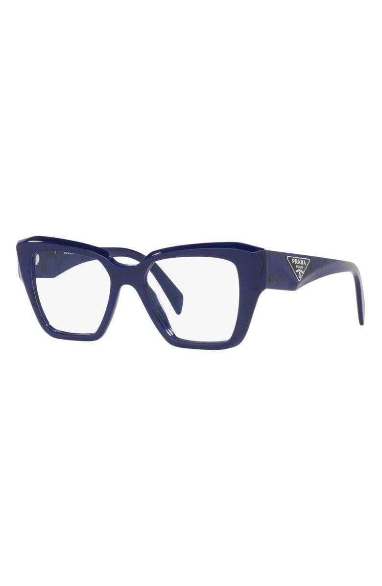 Prada 51mm Square Optical Glasses, Alternate, color, Black Blue
