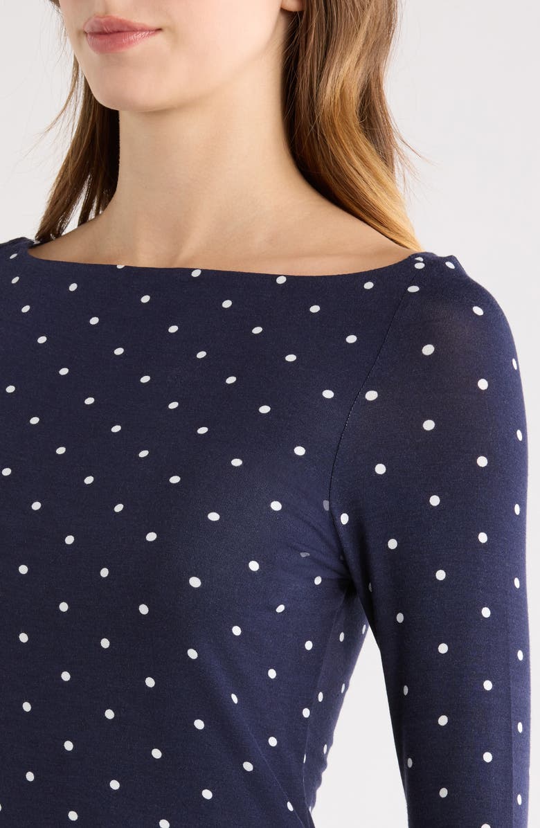 PacSun Shaina Polka Dot Long Sleeve Top, Alternate, color, White/ Navy