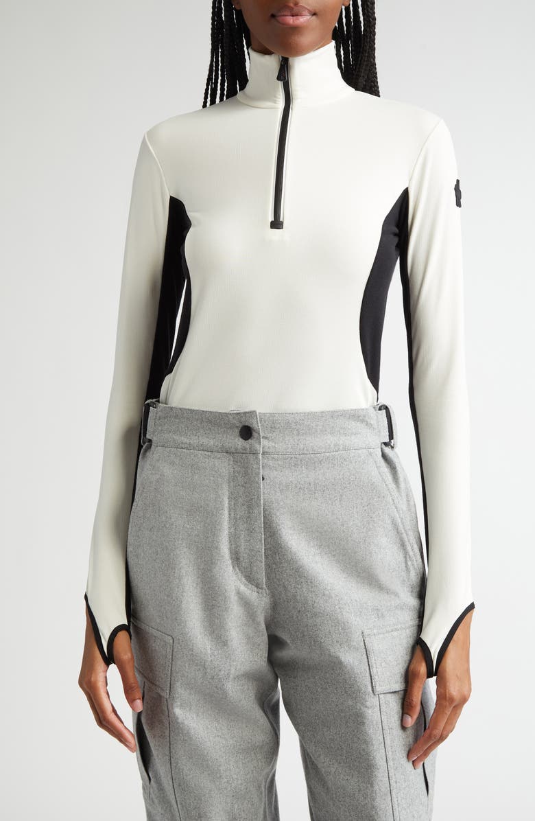 Moncler Grenoble Colorblock Long Sleeve Quarter Zip Ski Top, Main, color, 