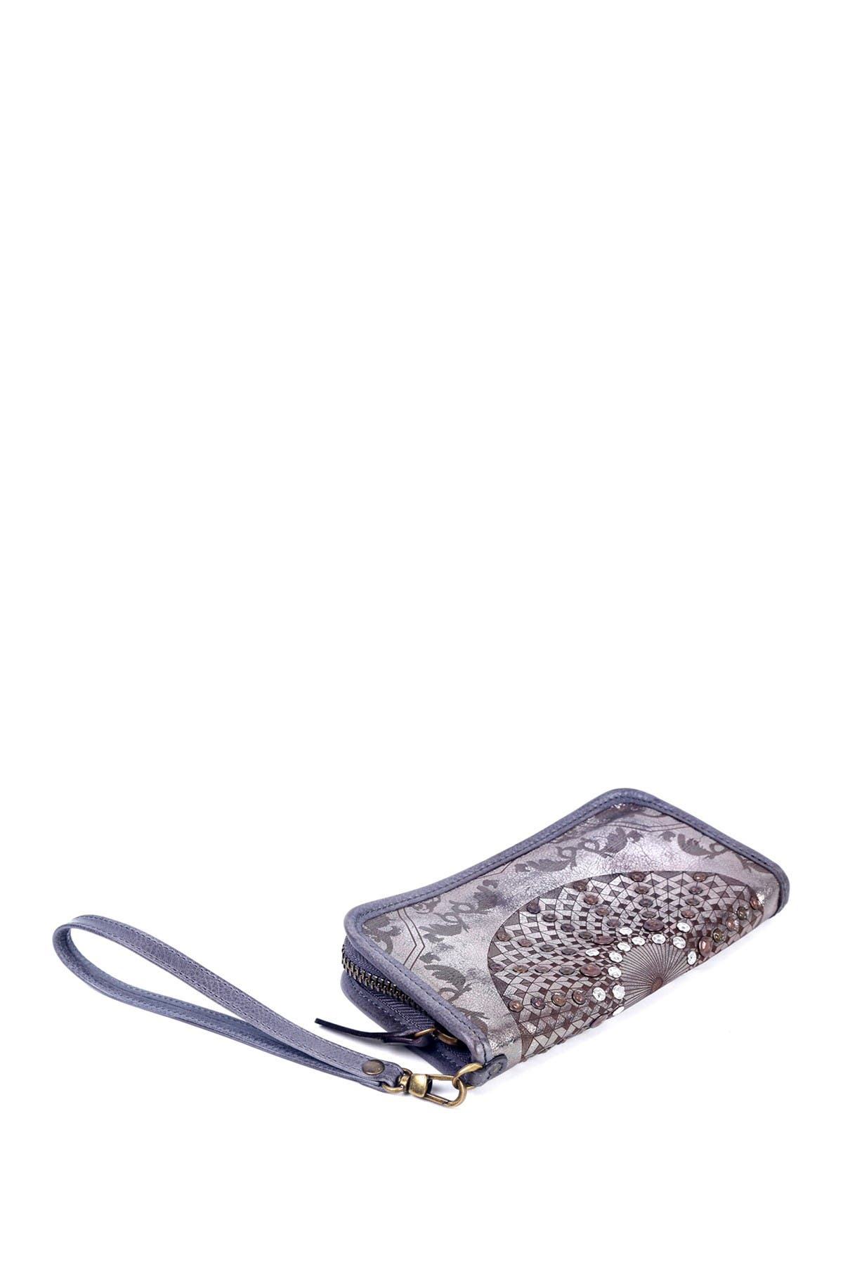 Mola Leather Clutch, Alternate, color, SILVER METALLIC