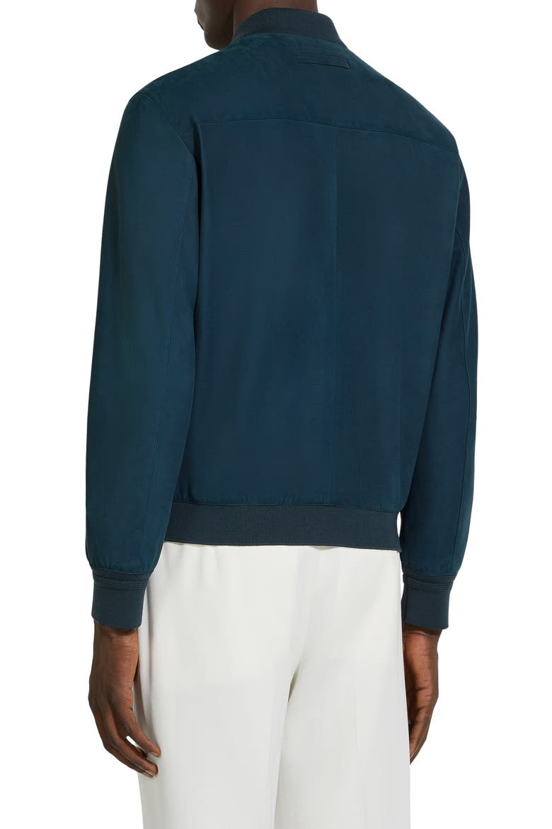 Suede Bomber Jacket, Alternate, color, DK BLU SLD