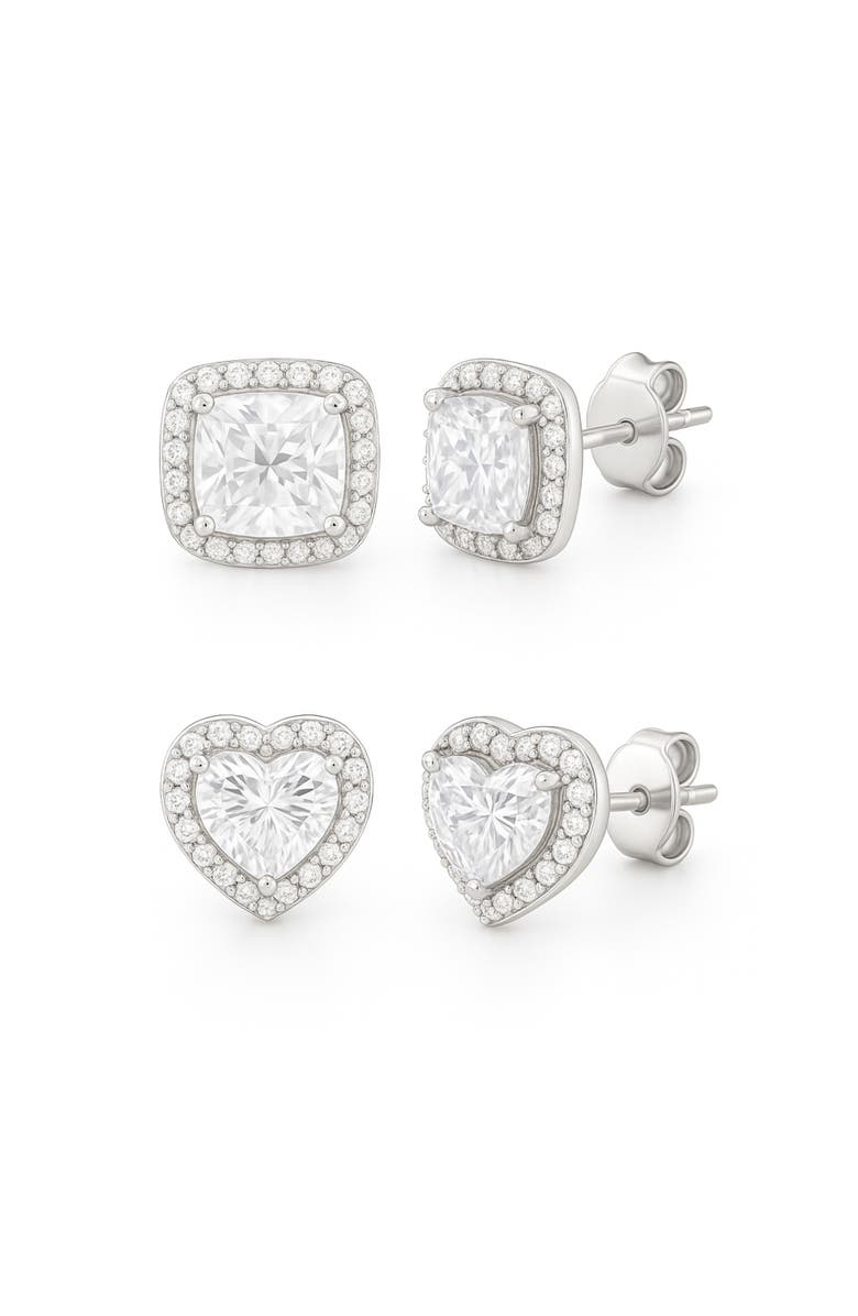 Donatello Gian Sterling Silver Halo Studs Set, Main, color, Silver