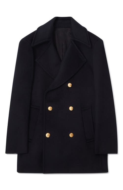 Blk Dnm 73 Double Breasted Wool Blend Peacoat