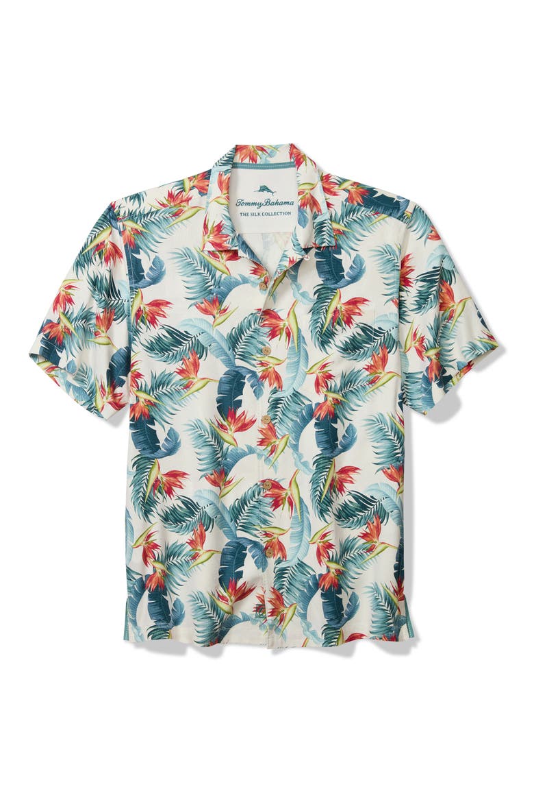 Garden of Hope & Courage Short Sleeve Silk Button-Up Shirt, Alternate, color, CONTINENTAL