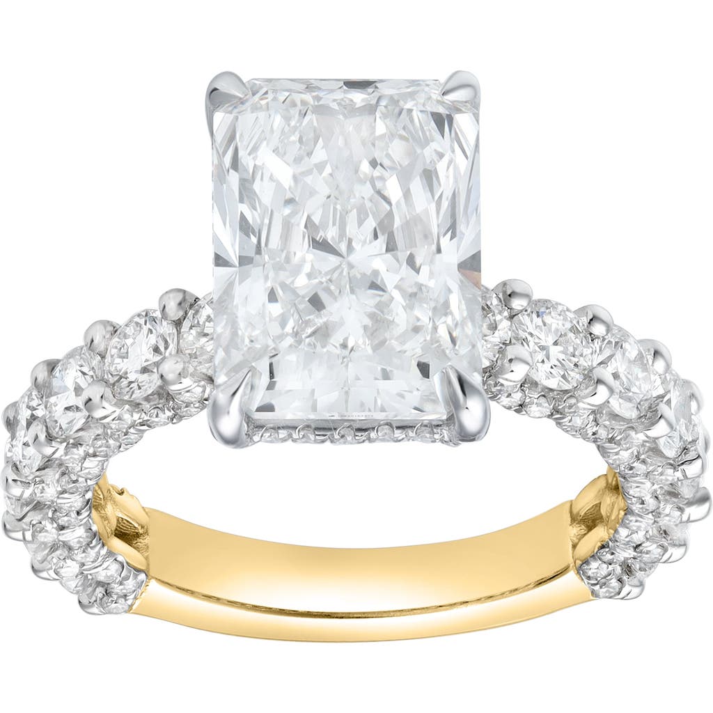 Luvmyjewelry Maelis 14k Gold Radiant Lab Grown Diamond Hidden Halo Engagement Ring In Metallic